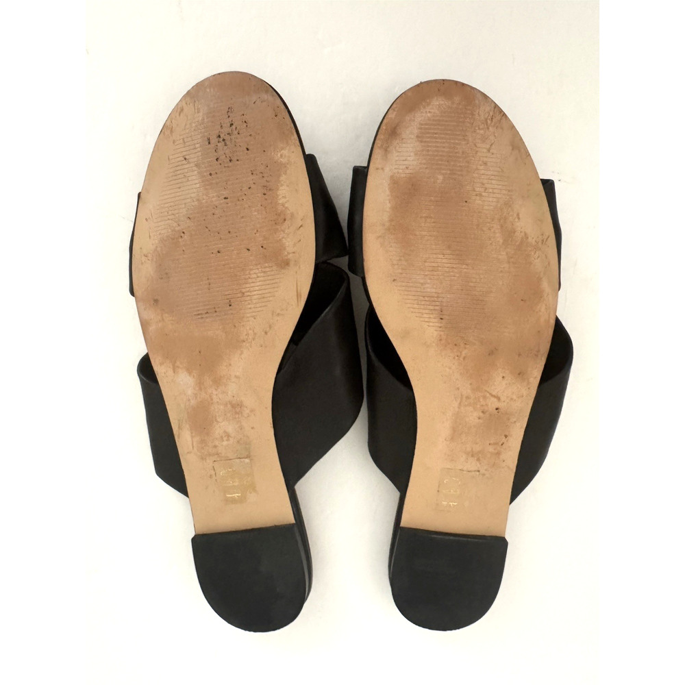 J Crew Twist-Knot Slide Sandals 12 Black Buttery Soft Leather Flats Style L5472 - Picture 9 of 10